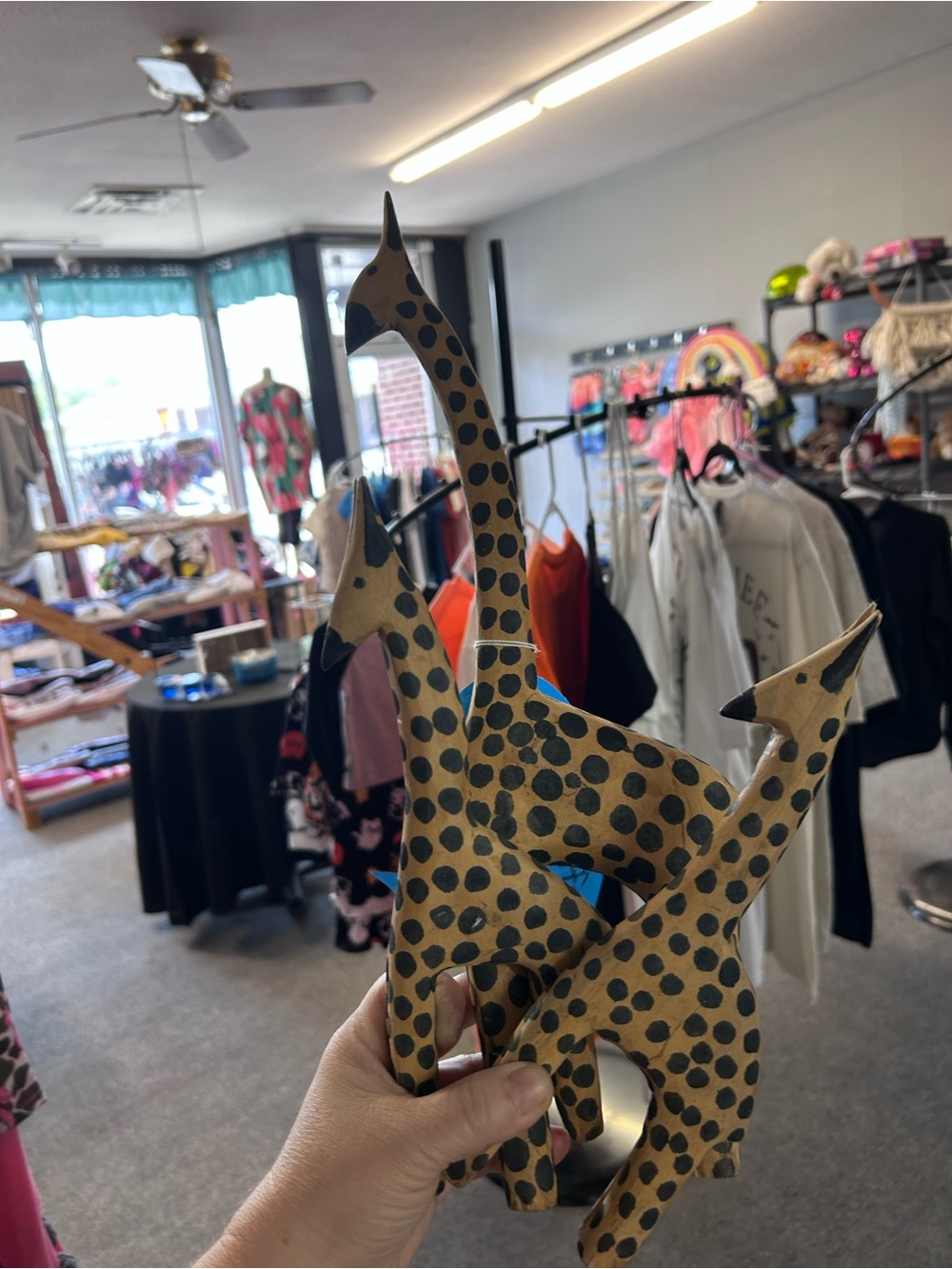 Handcrafted Spotted Giraffe Trio Sculpture - Tan and Black Home Art